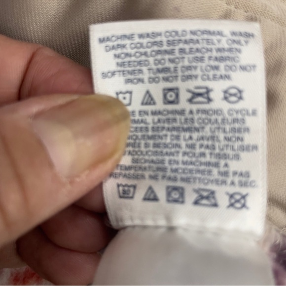 Lands End Heritage Quarter Snap Fleece Pullover Large Burgundy Orange Fair Isle - Picture 9 of 14